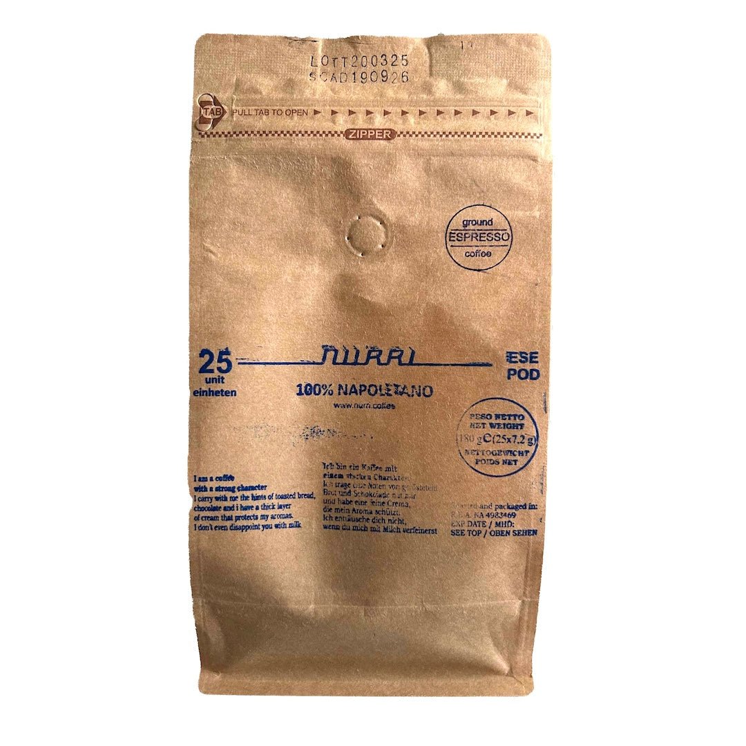 NURRI CAFFÈ 100% NAPOLETANO 25 Stück CIALDE ESE Pads lose im Beutel - 50/50 - Kaffeestudio Shop